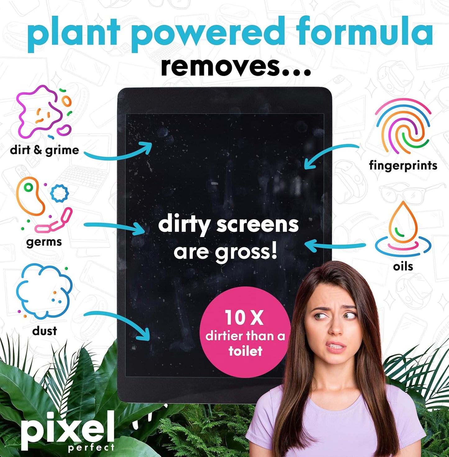 Pixel Perfect | 1.4oz | Mini Screen Cleaner Kit, for TV, Laptops, Computers, Monitors, Phones, Tablets | 40ml Cleaning Kit, Premium Natural Spray
