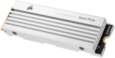 Corsair MP600 PRO LPX 1TB M.2 NVMe PCIe x4 Gen4 SSD - Optimised for PS5 (Up to 7,100MB/sec Sequential Read & 5,800MB/sec Sequential Write Speeds, High-Speed Interface, Compact Form Factor) White