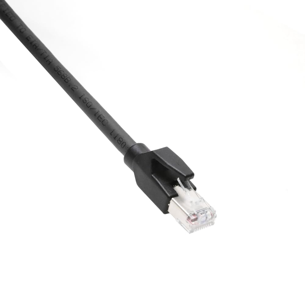 Alvin's Cables M12 X-Code 8 Pin Male to RJ45 Ethernet Cable for Cognex Keyence Camera, High-Flex Cat6a Cable for Industrial Automation, Fieldbus Module, Robotics, Right Angle 65.6ft/20m