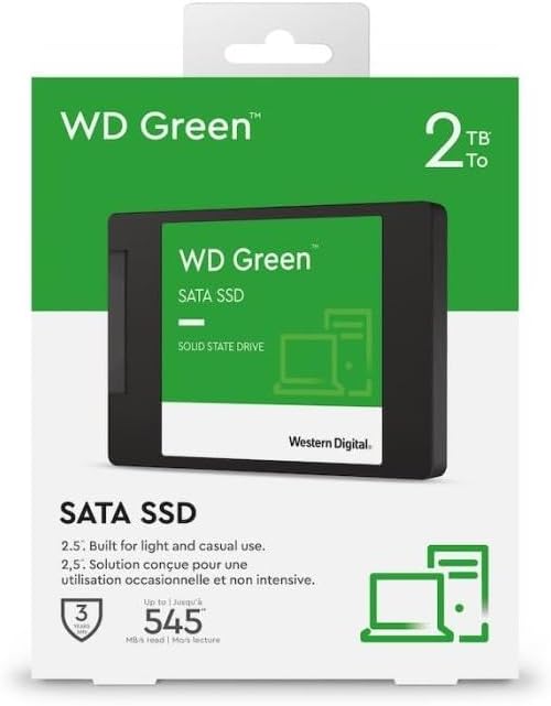Western Digital 1TB WD Green Internal SSD Solid State Drive - SATA III 6 Gb/s, 2.5/7mm, Up to 545 MB/s - WDS100T3G0A