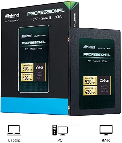 INLAND Professional 256GB SSD 3D TLC NAND SATA III 6Gb/s 2.5" SATA Internal Solid State Drive, Upgrade Laptop PC and Desktops (5 Pack)