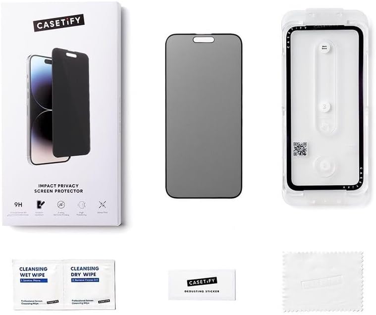 CASETiFY Impact Privacy Screen Protector [Strengthened 9H aluminosilicate Glass, applicator Included] for iPhone 15 Pro Max