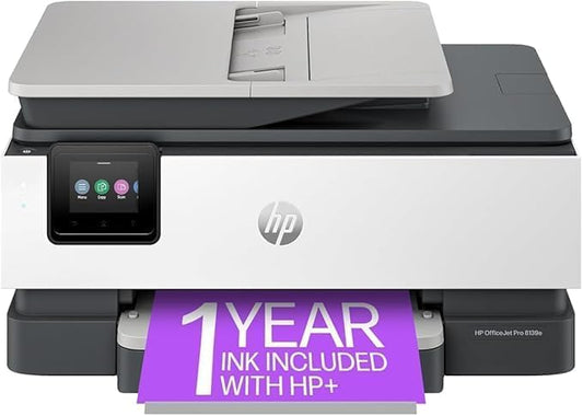 HP OfficeJet Pro 8139e Wireless All-in-One Color Inkjet Printer, Print, scan, Copy, fax, ADF, Duplex Printing Best-for-Home Office, 1 Year of Instant Ink Included (Renewed Premium)