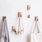 HomeDo 8Pack Adhesive Wall Hooks Hat Rack, Wooden Coat Hooks Wall Mounted, Decorative Single Organizer Hat Hanger Towel Rack, Heavy Duty Hooks (Rectangle-Beech,8P)