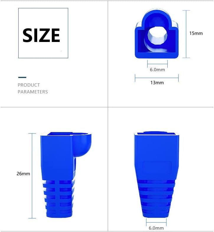50 Pcs Cat5 Cat5E Cat6 Strain Relief Boot, RJ45 Plug Connector Cover Modular Network Plug Connector Cap Cable Connector Boots, Purple