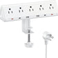 6.5 FT Desk Clamp Power Strip with 5 AC Outlets & 6 USB Ports PD 40W USB-C Fast Charging, 1250J Surge Protector, Fits 2.6 in top Edge White