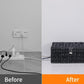 Black Cable Management Box,2 Pack Large & Medium Rattan Cable Organizer Box for Power Strip,2 Open Slots Cords Hider Box for TV Wires, Computer, Router, USB Hub and Under Desk Power Strip