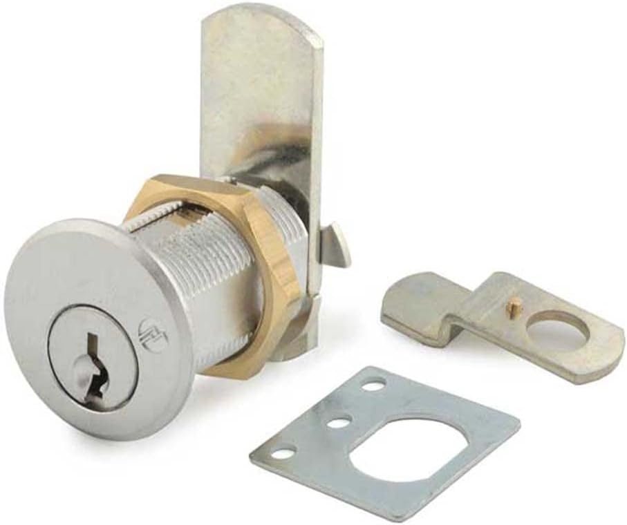 Olympus Locks DCN3 Rekeyable Cam Locks | 1-3/8 in Cylinder KD Key Lock, Grade 1 Cam Lock for Doors & Drawers, US26D Chrome, Keyed Different