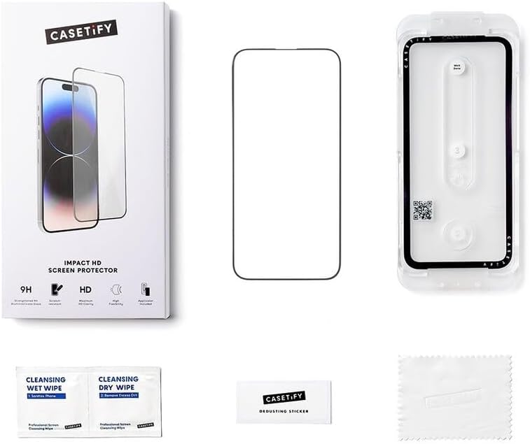 CASETiFY Impact HD Screen Protector [Strengthened 9H aluminosilicate glass, applicator included] for iPhone 16 Pro