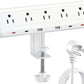 10 FT Desk Clamp Power Strip with 5 AC Outlets & 6 USB Ports PD 40W USB-C Fast Charging, 1250J Surge Protector, Fits 2.6 in top Edge White
