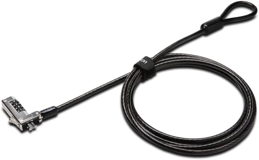 Kensington Slim Combination T-Bar Standard Lock Slot for Laptops, Security Computer Lock Cable, Resettable 4-wheel Number Code with 6 Foot Cable, K60600WW