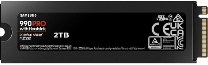 SAMSUNG 990 PRO w/ Heatsink SSD 2TB, PCIe Gen4 M.2 2280 Internal Solid State Hard Drive, Seq. Read Speeds Up To 7,450MB/s for High End Computing, Workstations, Compatible w/ PlayStation 5, MZ-V9P2T0CW