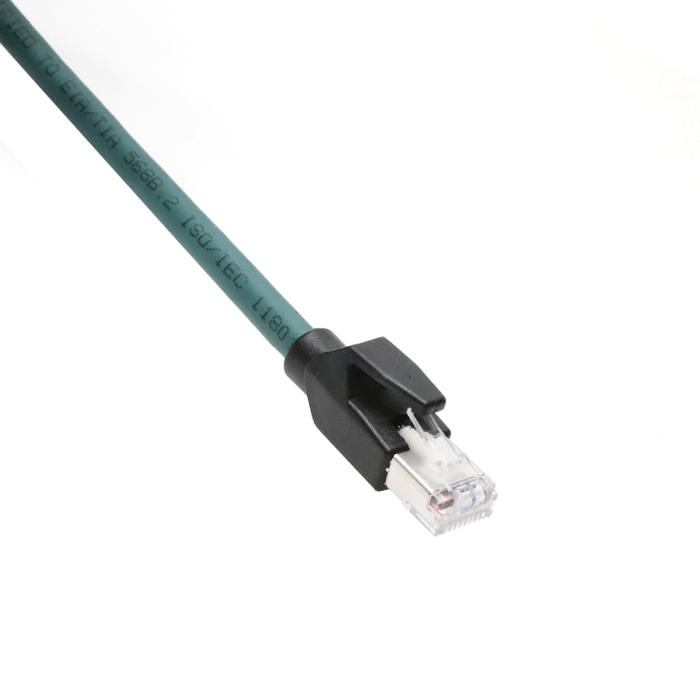 Alvin's Cables M12 X-Code 8 Pin Male to RJ45 Ethernet Cable for Cognex Keyence Camera, High-Flex Cat6a Cable for Industrial Automation, Fieldbus Module, Robotics, Right Angle 3.3ft/1m Green