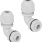 LeMotech M12 Cable Gland, 90 Degree Adjustable 4-8mm Strain Relief, Cord Connectors Nylon Joints with Gaskets, 2 Pcs, Grey