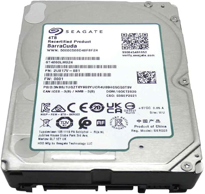 Seagate BarraCuda Internal Hard Drive 4TB SATA 6Gb/s 128MB Cache 2.5-Inch 15mm (ST4000LM024) (Renewed),Mechanical Hard Disk