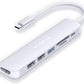 LENTION USB C Hub with 100W Charging, 4K HDMI, Dual Card Reader, USB 3.0 & 2.0 Compatible MacBook Pro, New Mac Air/Surface, Chromebook, More, Stable Driver Adapter (CB-CE18, Silver)