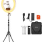NEEWER 19" 100W High Power LED Ring Light with Tripod Stand & 3 Phone Holders Compatible with iPhone, 2900-7000K CRI97+ App&2.4G Control Lighting for Selfie Video Recording Makeup Streaming, RH100B