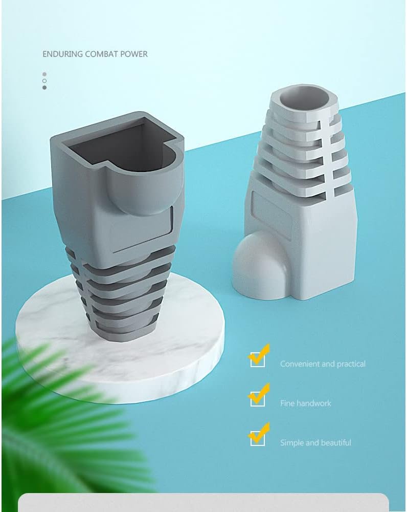50 Pcs Cat5 Cat5E Cat6 Strain Relief Boot, RJ45 Plug Connector Cover Modular Network Plug Connector Cap Cable Connector Boots, Grey