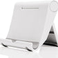 Cell Phone Stand for Desk Foldable Cell Phone Holder Desk Tablet Holder Mobile Phone Dock, Multi-Angle Universal Adjustable Tablet Dock Compatible with Most Cell Phones (White)