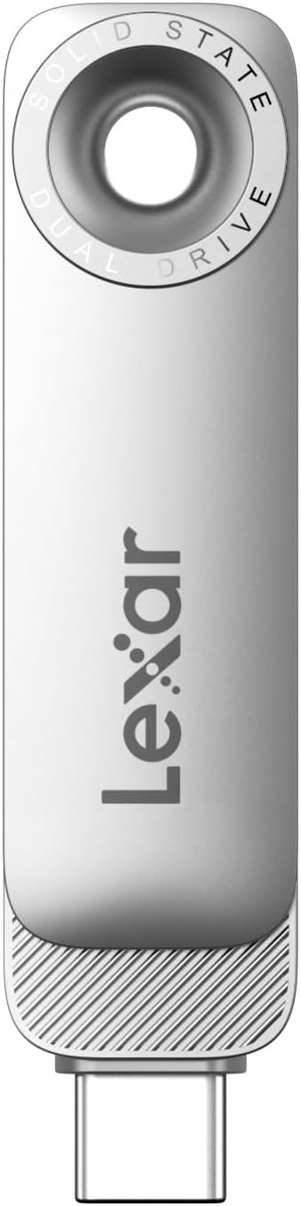 Lexar D50E 128GB Solid State Dual Drive, USB Flash Drive Up to 400MB/s Read, 360MB/s Write High-Performance, USB-C & USB-A Port, Metal Housing Swivel Design, Compatible with iPhone 17, Android, PC