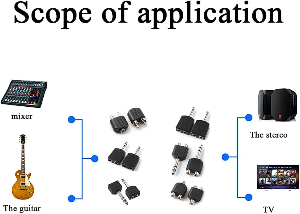 Hahiyo 3 RCA F-2x3.4 RCA F Stereo Plug Interconnect Audio One Male 3.4mm(1/8inch) Two Male 3mm(1/8inch) Adapter Splitter Good Signal Sound Snap Tight Not Wobble for Headphone Guitar Black 2pcs