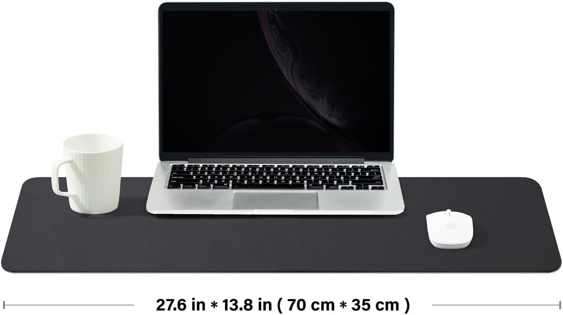 Cork Desk Mat - Dual-Sided Desk Pad for Office and Home - Desk Organization and Accessories - Ideal for Large Mouse Pad and Desk Mats on Top of Desks(Black,27.6"x 13.8")