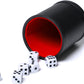 Leatherette Dice Cup Set Red Felt Lined Shaker with 6 Dot Dices for Yahtzee Farkle Bar Party Dice Games-5 Pack