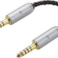 okcsc 4.4MM Male to 4.4MM Male Ultra Short Hifil Male to Male AUX Audio Cable OFC Pair Recording Cable Wire-Breakage-Prevention Design Adoption of 8-Core Braided Structure 5.82 inch