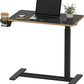 SANODESK Medical Adjustable Overbed Bedside Table with Hidden Casters, Pneumatic Mobile Laptop Computer Standing Desk Cart with Tray, Hospital and Home Use(27.6" W x 15.7" D, Black)