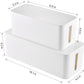 Cable Management Box, 2 Pack Large & Medium Cable Organizer Box with 17 PCS Cable Management Set, Cord Organizer Box to Hide Surge Protector on Desk or Floor (White)