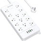 TROND Surge Protector Power Strip with USB C, Flat Plug Extension Cord 5 ft, 13 Wide Spaced Outlets, 4000 Joules, 32W Quick Charge 3.0 &, Wall Mount, Under Desk, Heavy Duty ETL Listed, White