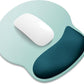 ITNRSIIET Ergonomic Mouse Pad with Wider Memory Foam Wrist Rest +17% - Curved Cushion Reduces Pressure 20%, Pain Relief, Non-Slip, Smooth, Cute Colors, 9.85 x 9 in, Light Green to White