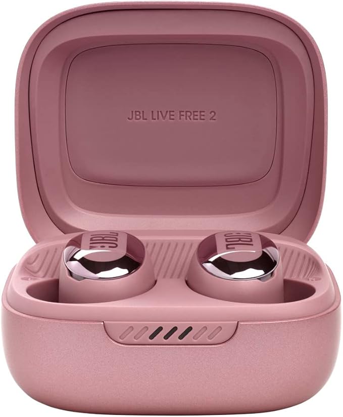 JBL Live Free 2 - True Wireless Noise Cancelling Earbuds, Up to 35hrs of Playtime, 6 mics for Perfect Calls with Zero Noise, IPX5 Waterproof, Oval Tubes for Better Comfort, Isolation, & bass (Rose)