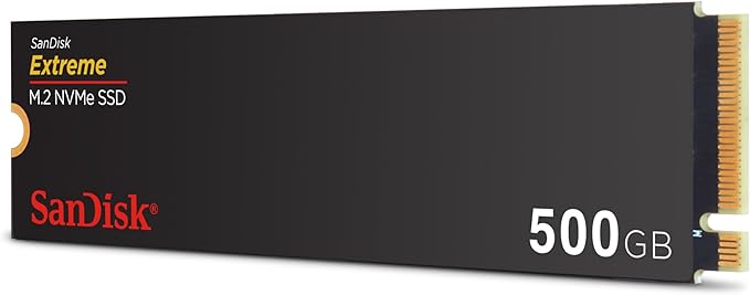 SANDISK 500GB Extreme M.2 NVMe SSD - PCIe Gen 4.0, Up to 5,000 MB/s - Internal Solid State Drive - SDSSDX3N-500G-G26