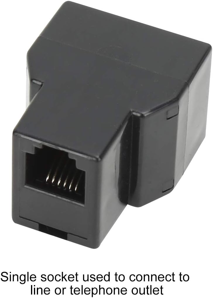 Uvital RJ12 6P6C 1 Female to 2 Female Telephone Line Splitters, Telephone Landline Cable Connector and Separator(Black,2 Pack)