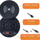 ZESHAN Desk Power Grommet Desktop Power Outlet Sofa Table Outlet with Wireless Charger, USB A, USB C Fast Charging Ports and 2 US Plugs 1.8M Power Cord for Conference Table Desk Furniture, Black