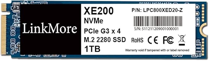 LinkMore XE200 1TB PCIe Gen3 NVMe M.2 2280 Internal Solid State Drive, Gen3.0X4 Read Speed Up to 2500MB/s for Latop and PC