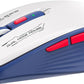 Wireless Mouse (Bluetooth & 2.4GHz USB) with Forward/Backward Side Keys, Silent Click, Ergonomic Portable AA Battery Mice for Laptop/Mac/iPad - Office & Travel Use, White & Blue