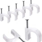 Cable Clips, 100 Pcs, 10mm, Wire Wall Clips with Steel Nails, Cable Management Organizer Clips, Cable Tacks Coax Holder Clips, RG6 RG59 CAT6 RJ45 Cable Cord Clips, White