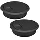 2 Pcs Desk Grommet 2-3/8" / 60 mm, Desk Cord Hole Cover, Cable Grommet ABS Plastic, Desk Hole Grommet for Home & Office Pc, Detachable Adjustable Cable Cord Organizer-Black