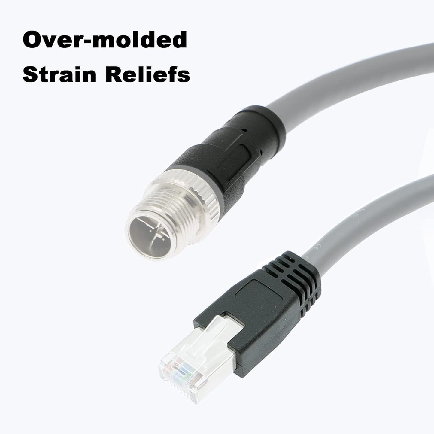 Alvin's Cables M12 X Coded 8 Pin Male to RJ45 Shielded Ethernet Cable M12 8 Position Cat6a Cable for Cognex Industrial Camera 15M/49.2ft