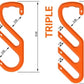 HIGH 5 Hook Triple - Heavy Duty, Industrial Safety Hook for Hanging Cables, Cords, Hoses and Welding Leads. 250 lb Capacity (Box of 20)