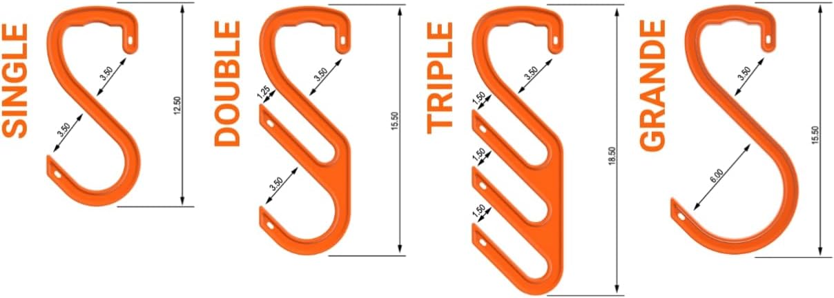 HIGH 5 Hook Grande - Heavy Duty, Industrial Safety Hook for Hanging Cables, Cords, Hoses and Welding Leads. 250 lb Capacity (Box of 20)