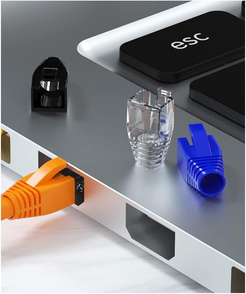 50 Pcs Cat7 Cat7A Cat8 Strain Relief Boot, RJ45 Plug Connector Cover Modular Network Plug Connector Cap Cable Connector Boots, White