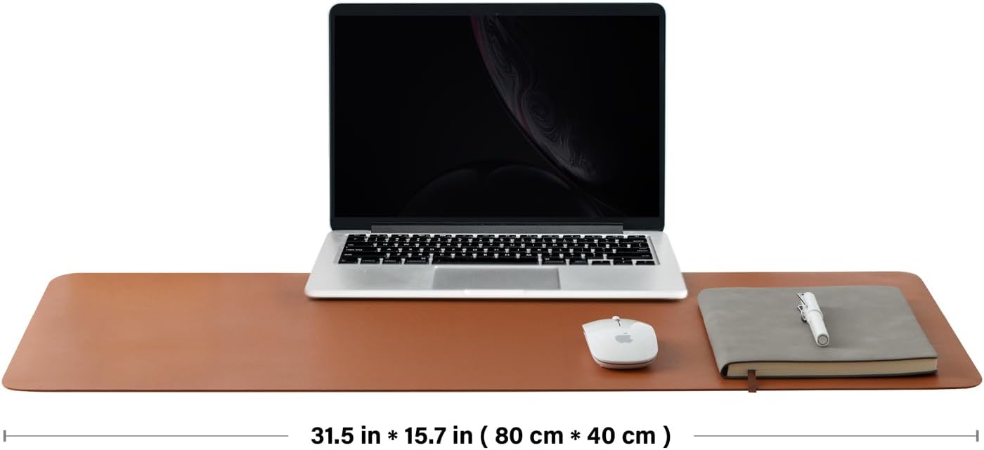 Cork Desk Mat - Dual-Sided Desk Pad for Office and Home - Desk Organization and Accessories - Ideal for Large Mouse Pad and Desk Mats on Top of Desks(Brown,80cmx 40cm)