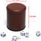 5 Pack PU Leather Dice Cups Felt Lining Quiet Shaker with 30 Dot Dice for Bar Party Yahtzee Farkle Dice Games