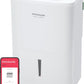 Frigidaire Gallery 2-in-1 50-Pint Portable Dehumidifier with Wi-Fi, Energy Star Certification & Air Quality Monitoring for Medium/Large Rooms & Basements, Custom Humidity Control, Auto Shut Off, White