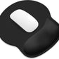 ITNRSIIET Ergonomic Mouse Pad with Wider Memory Foam Wrist Rest +17% - Curved Cushion Reduces Pressure 20%, Pain Relief, Non-Slip, Smooth, Cute Colors, 9.85 x 9 in, Black