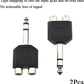 Hahiyo 3 M-2x6.35 RCA F-TRS Stereo Plug Interconnect Audio One Male 6.35mm(1/4 inch) and Two Females 3mm(1/8Inch) Adapter Splitter Good Signal Sound Snap Tight Not Wobble for Guitar Black 2pcs