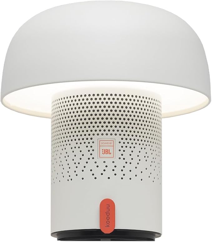 Kooduu Sensa Play Bluetooth Speaker Light with Sound by JBL - Cordless, Rechargeable Speaker & Light with Touch Control for Indoor/Outdoor Use, White